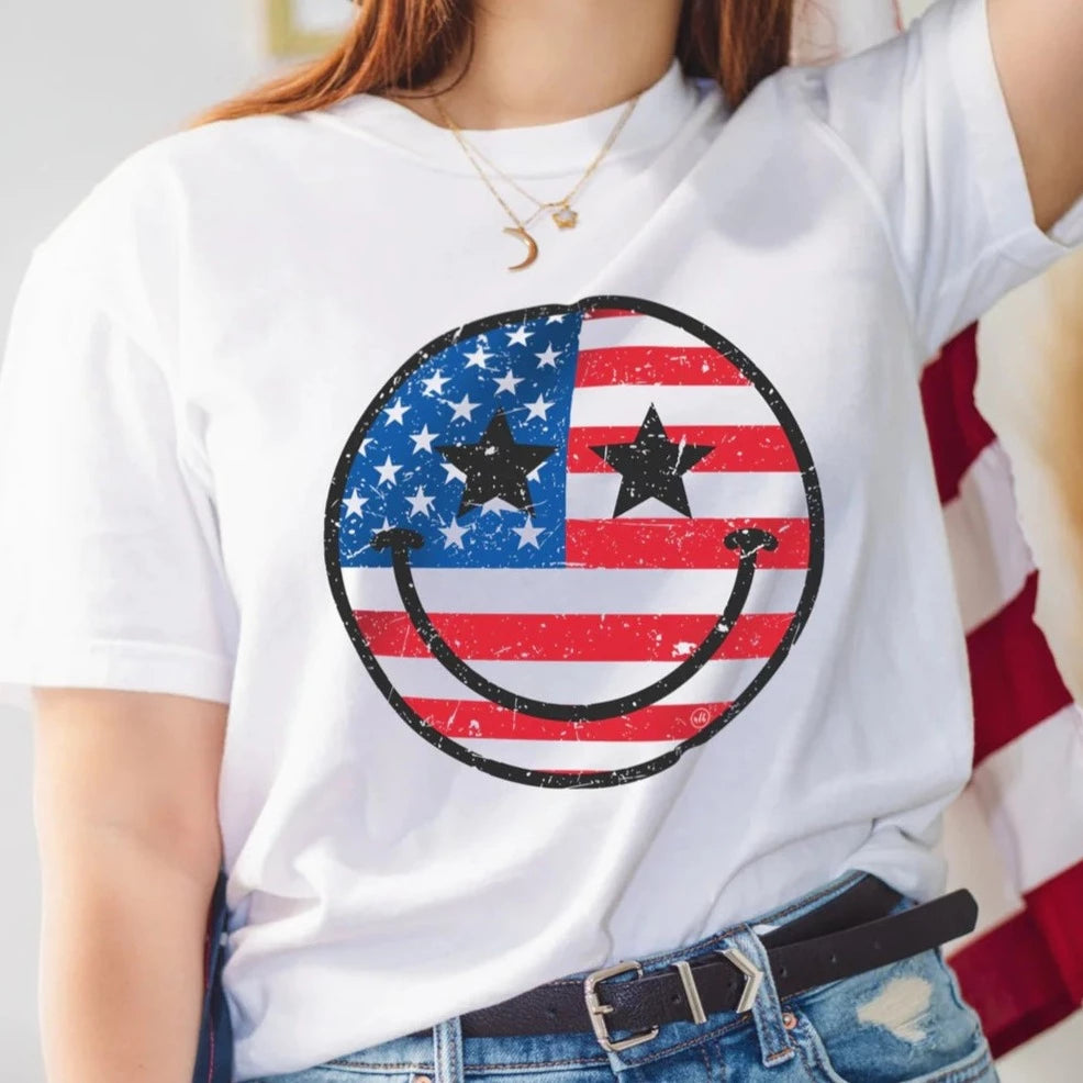 Happy America Comfort Colors Tee-Graphic Tee-LouisGeorge Boutique-LouisGeorge Boutique, Women’s Fashion Boutique Located in Trussville, Alabama