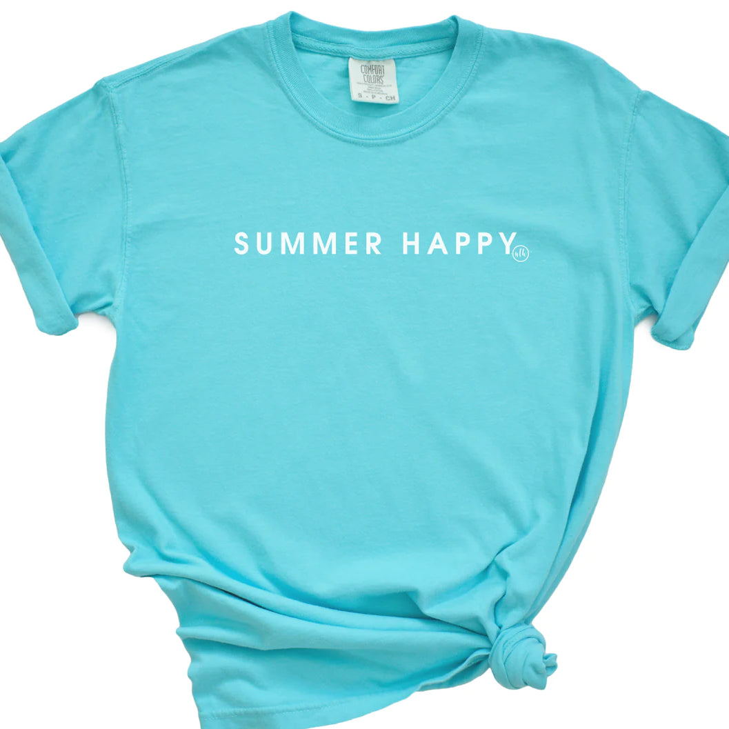 "Summer Happy" Comfort Colors Tee-Graphic Tee-LouisGeorge Boutique-LouisGeorge Boutique, Women’s Fashion Boutique Located in Trussville, Alabama