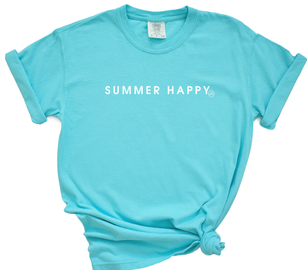 "Summer Happy" Comfort Colors Tee-Graphic Tee-LouisGeorge Boutique-LouisGeorge Boutique, Women’s Fashion Boutique Located in Trussville, Alabama