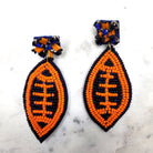 Luxe Orange & Navy Beaded Football Earrings-Earrings-louisgeorgeboutique-LouisGeorge Boutique, Women’s Fashion Boutique Located in Trussville, Alabama