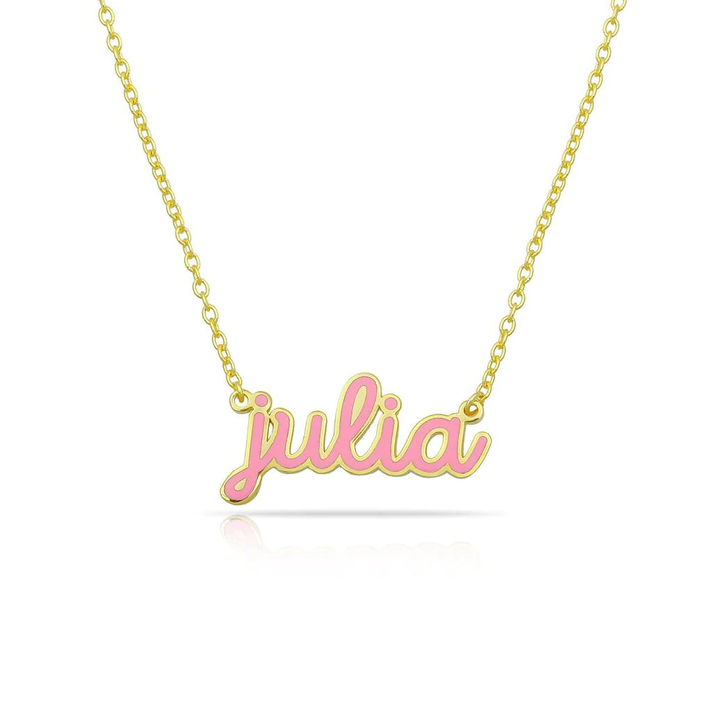 Water Resistant Custom Cursive Enamel Necklace-Necklaces-The Sis Kiss©-LouisGeorge Boutique, Women’s Fashion Boutique Located in Trussville, Alabama