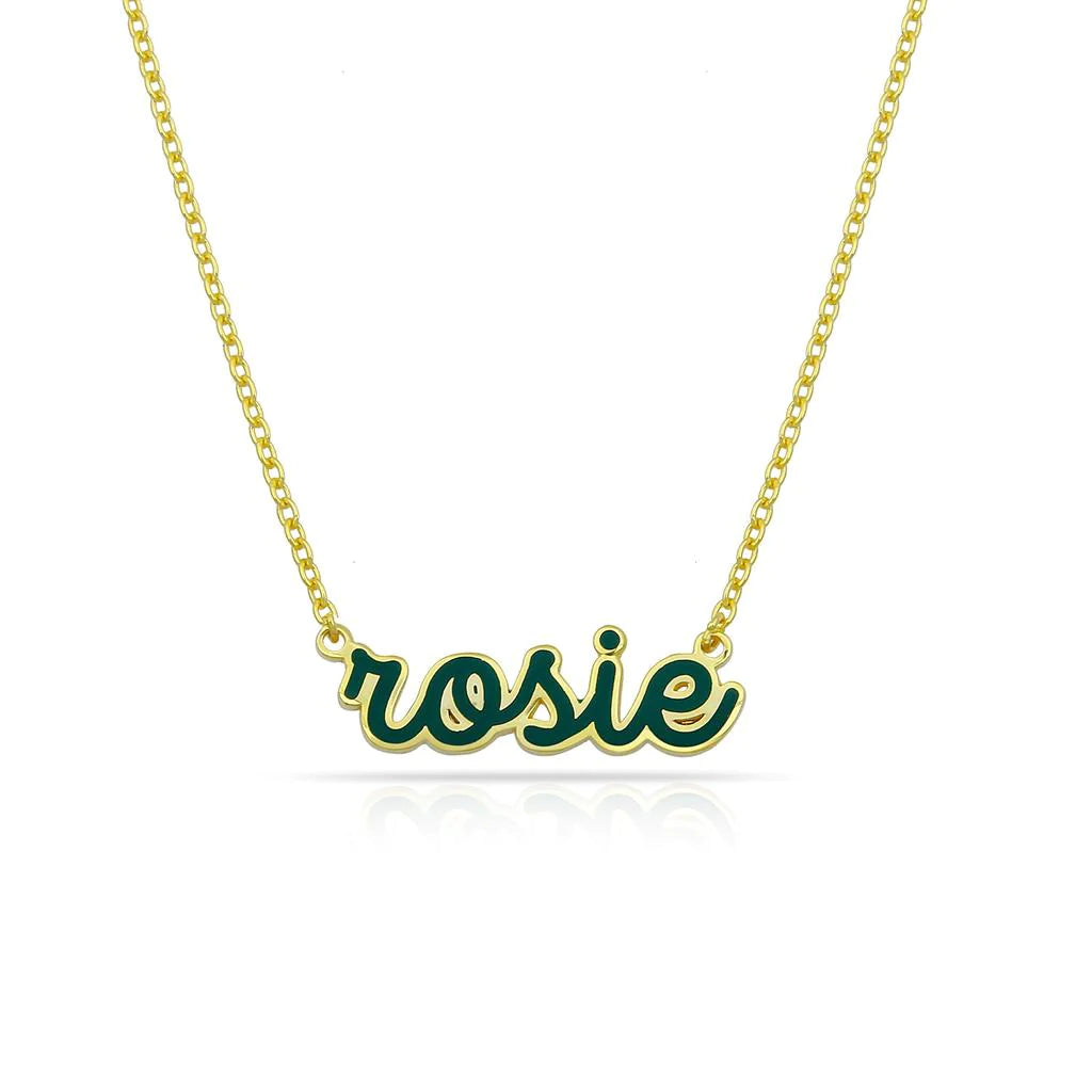 Water Resistant Custom Cursive Enamel Necklace-Necklaces-The Sis Kiss©-LouisGeorge Boutique, Women’s Fashion Boutique Located in Trussville, Alabama