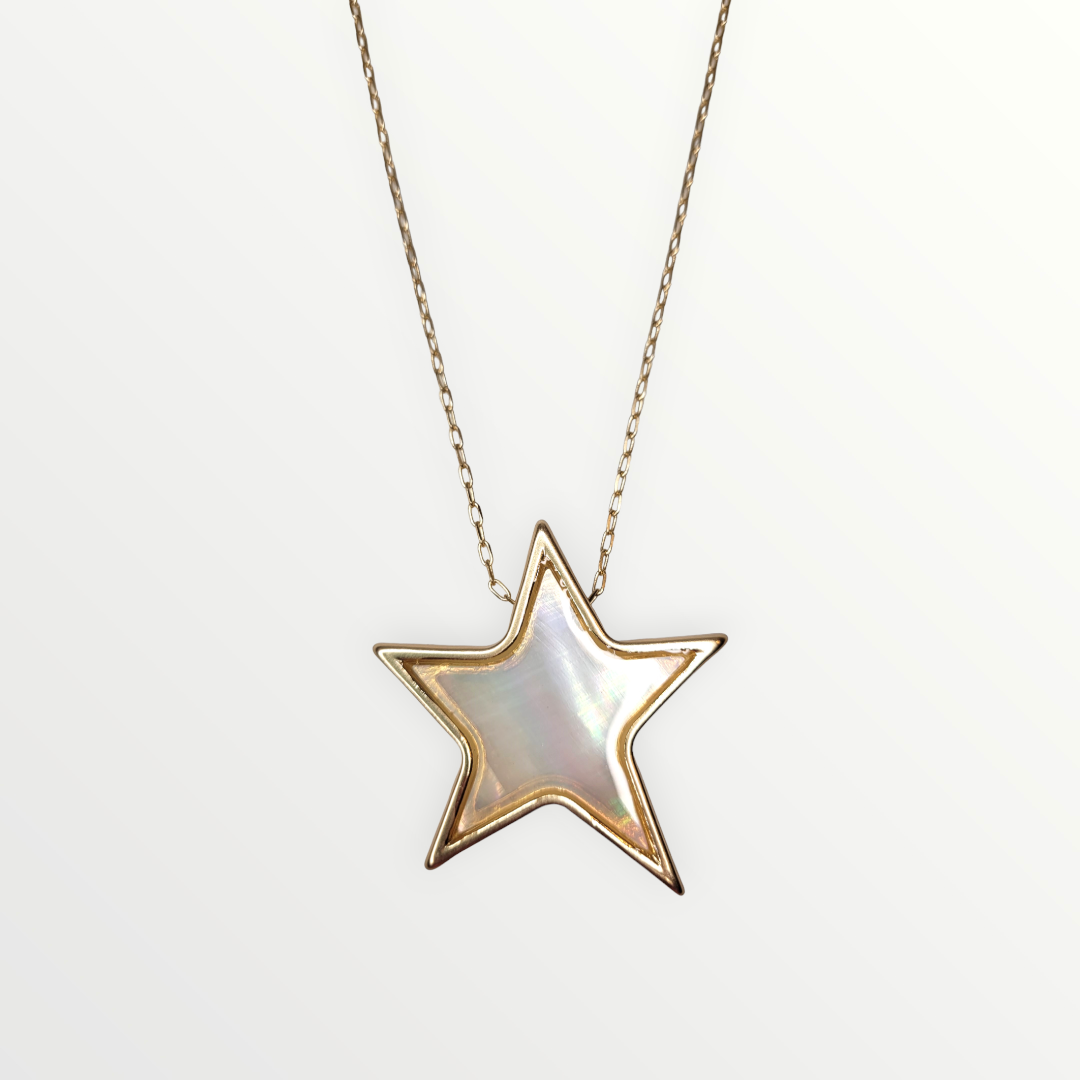 White & Satin Gold Star Necklace-Necklaces-LouisGeorge Boutique-LouisGeorge Boutique, Women’s Fashion Boutique Located in Trussville, Alabama