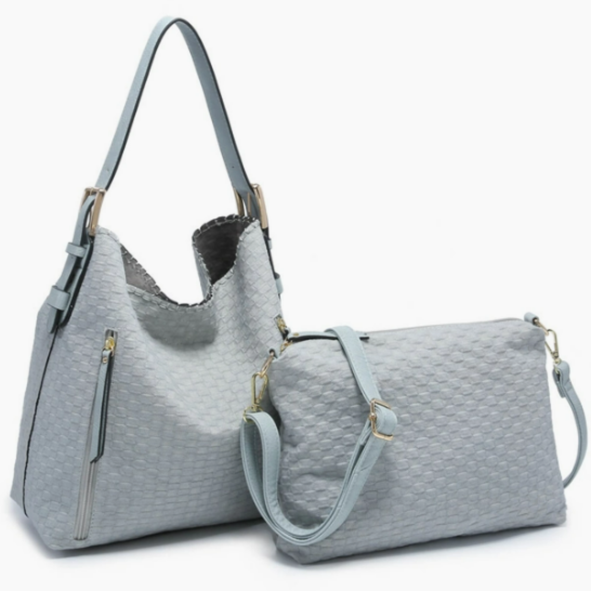Alexa Checkered 2-in-1 Hobo Bag w/Dual Compartments - Off White-Handbags-Jen & Co-LouisGeorge Boutique, Women’s Fashion Boutique Located in Trussville, Alabama