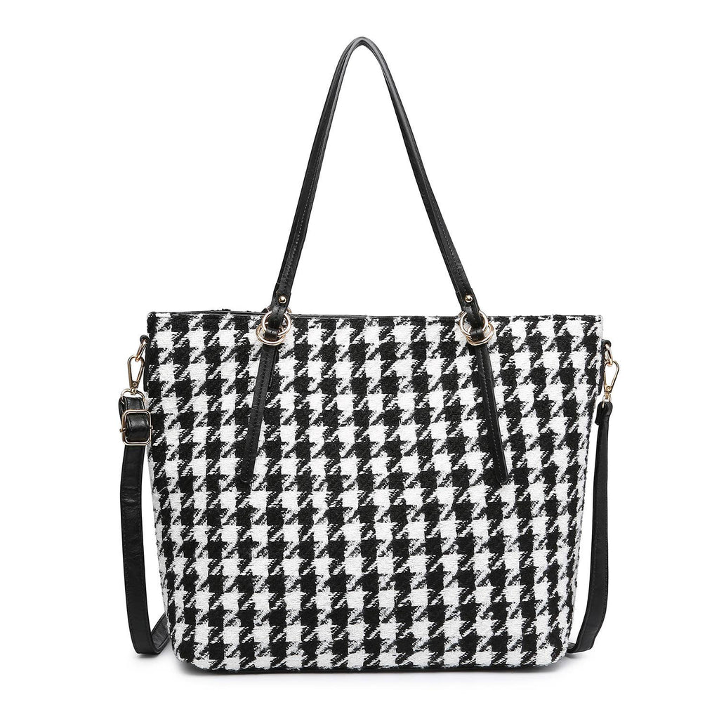 Ingrid Tote w/ Zipper Closure and Removable Strap - Black/White-Handbags-Jen & Co.-LouisGeorge Boutique, Women’s Fashion Boutique Located in Trussville, Alabama