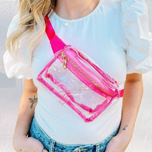 Ferris Clear Bum Bag HOT PINK-Handbags-LouisGeorge Boutique-LouisGeorge Boutique, Women’s Fashion Boutique Located in Trussville, Alabama