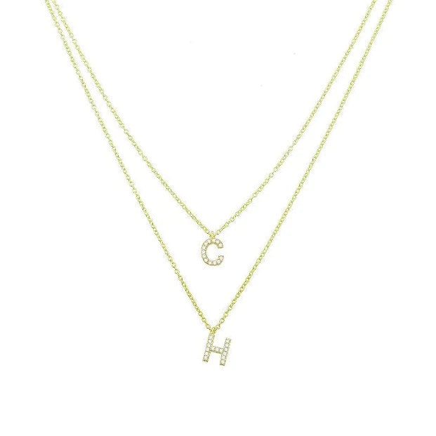 Water Resistant Custom Double Layered Initial Necklace-Necklaces-The Sis Kiss©-LouisGeorge Boutique, Women’s Fashion Boutique Located in Trussville, Alabama