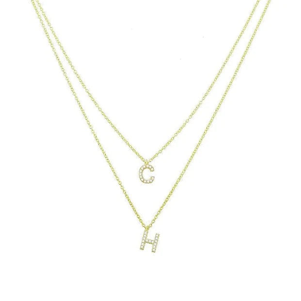 Layered letter store necklace