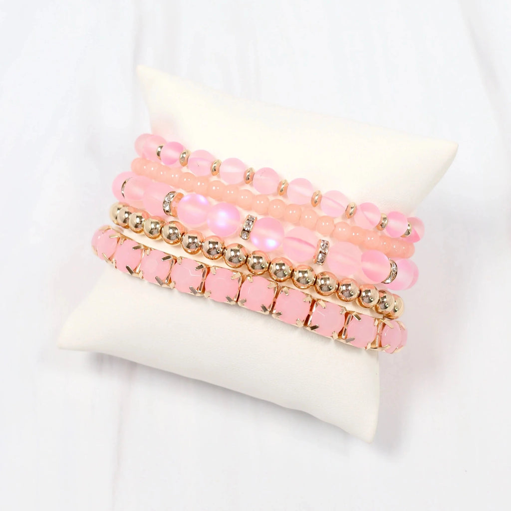 Lucielle Opal Bracelet Set Pink-Bracelets-Caroline Hill-LouisGeorge Boutique, Women’s Fashion Boutique Located in Trussville, Alabama
