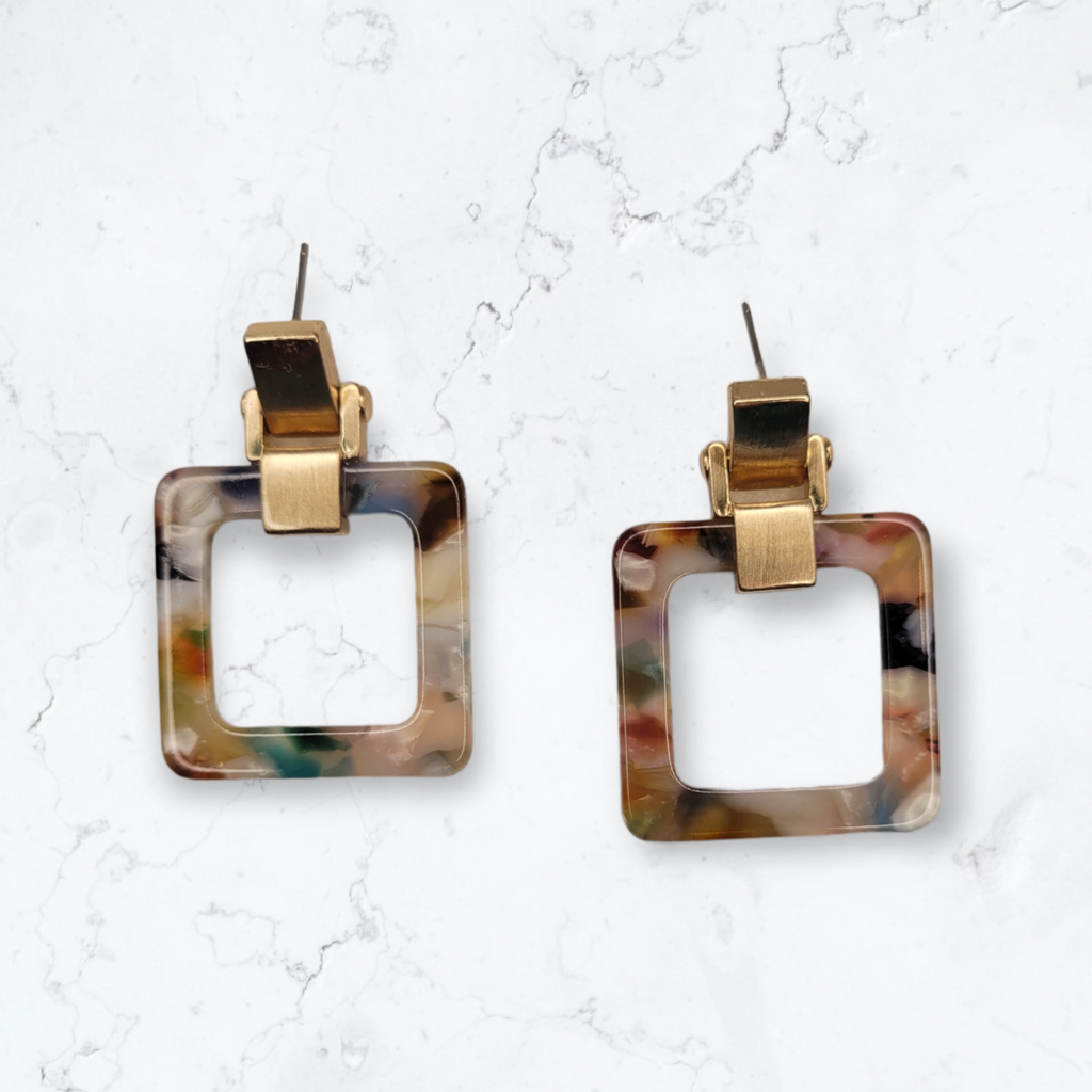 Multicolored Square Acrylic Earrings-Earrings-LouisGeorge Boutique-LouisGeorge Boutique, Women’s Fashion Boutique Located in Trussville, Alabama